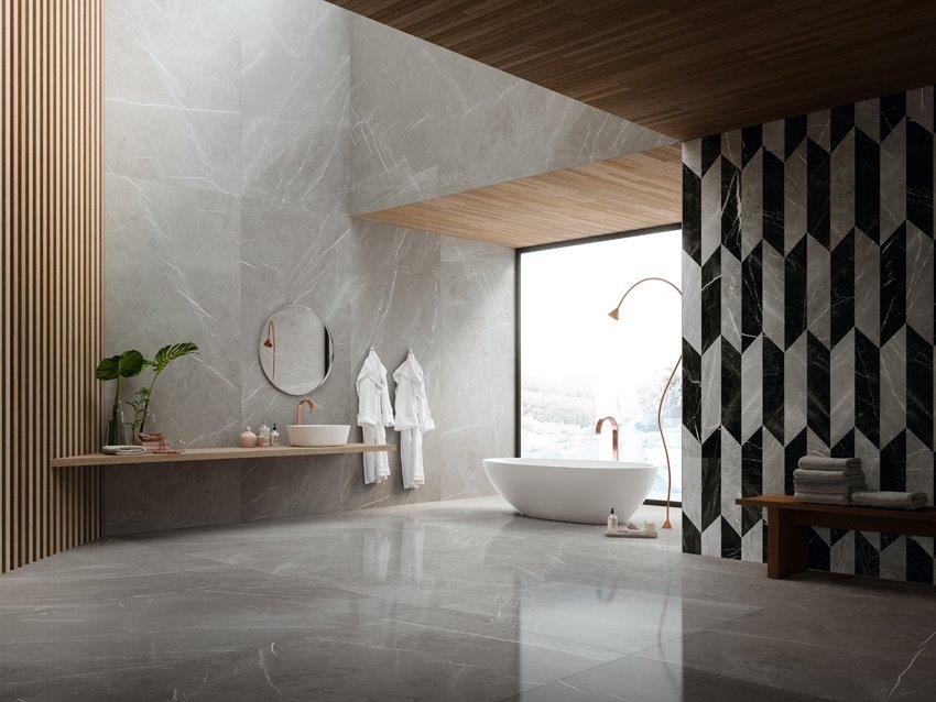 Piastrelle effetto marmo bianco per bagno
